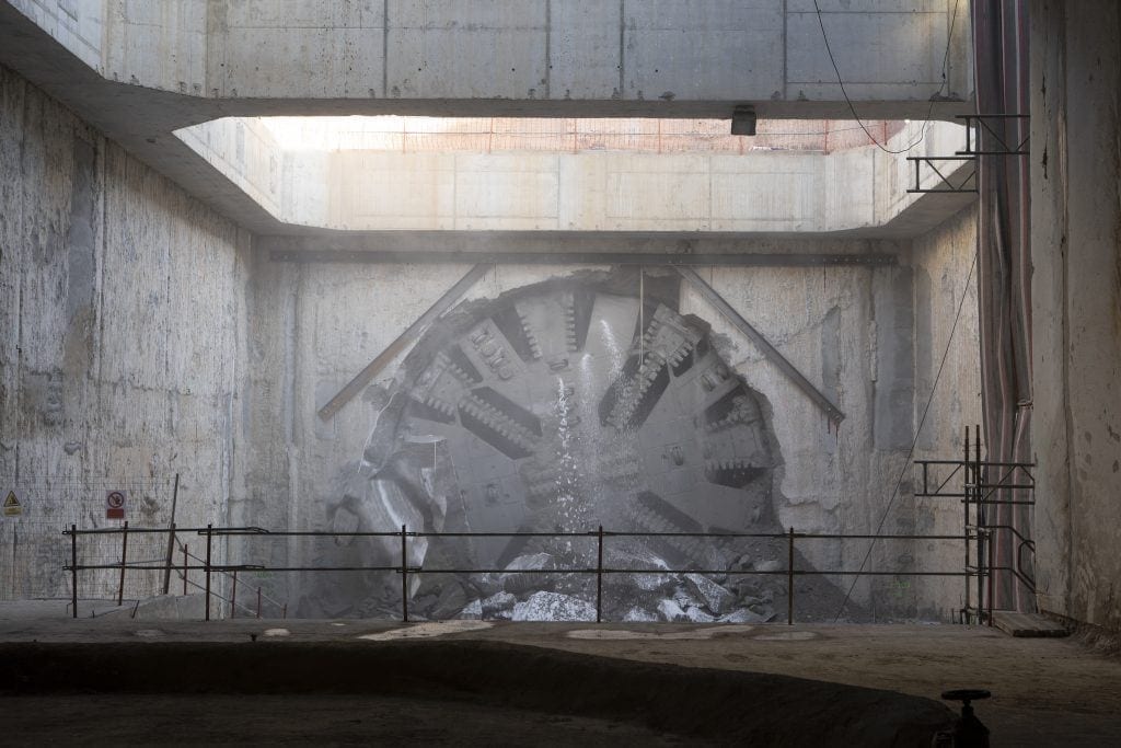 tunnel boring machine breaks through