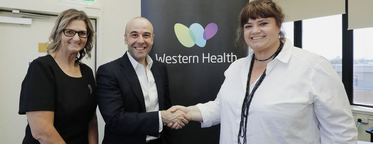 Jose Espinosa, Netflow Western Roads Upgrade CEO, joined Western Health Foundation Director Julia White and Community Services Manager Cherie Hunter at Footscray Hospital to announce the partnership.